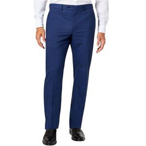 VAN HEUSEN Classic-Fit Talon Navy Blue Check Suit Trouser Pants 31 x 31